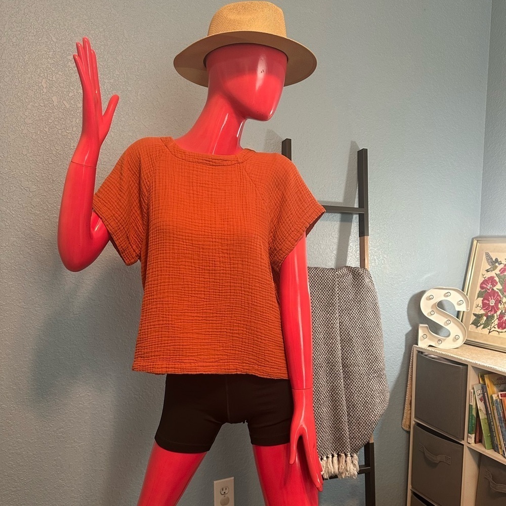 Madewell Orange Short Sleeve Top
